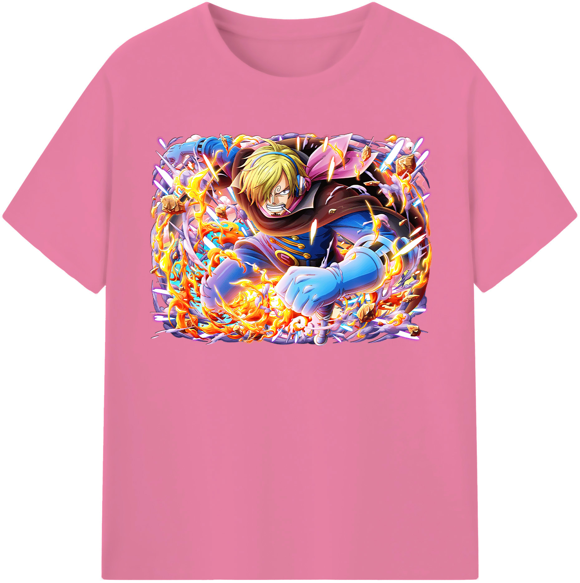 （画像用） ワンピース サンジ ONE PIECE Sanji 綿100％半袖Tシャツ（フロントプリント）